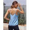 Ekouaer Women’s Lace Silk Satin Pajama Tank Tops V Neck Camisole Soft Spaghetti Strap Tops Loose Sleepwear S-3XL(Light Blue)