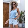 Ekouaer Women’s Lace Silk Satin Pajama Tank Tops V Neck Camisole Soft Spaghetti Strap Tops Loose Sleepwear S-3XL(Light Blue)
