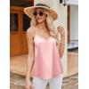 Ekouaer Women’s Lace Silk Satin Pajama Tank Tops V Neck Camisole Soft Spaghetti Strap Tops Loose Sleepwear S-3XL(Misty Rose / White)