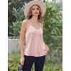 Ekouaer Women’s Lace Silk Satin Pajama Tank Tops V Neck Camisole Soft Spaghetti Strap Tops Loose Sleepwear S-3XL(Misty Rose)