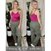 Ekouaer Women’s Lace Silk Satin Pajama Tank Tops V Neck Camisole Soft Spaghetti Strap Tops Loose Sleepwear S-3XL(Rose Red)