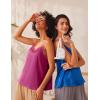 Ekouaer Women’s Lace Silk Satin Pajama Tank Tops V Neck Camisole Soft Spaghetti Strap Tops Loose Sleepwear S-3XL(Rose Red)