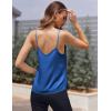 Ekouaer Women’s Lace Silk Satin Pajama Tank Tops V Neck Camisole Soft Spaghetti Strap Tops Loose Sleepwear S-3XL(Sapphire Blue)