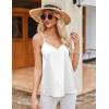 Ekouaer Women’s Lace Silk Satin Pajama Tank Tops V Neck Camisole Soft Spaghetti Strap Tops Loose Sleepwear S-3XL(White / Dark Khaki)