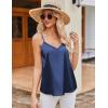 Ekouaer Women’s Lace Silk Satin Pajama Tank Tops V Neck Camisole Soft Spaghetti Strap Tops Loose Sleepwear S-3XL(White / Navy Blue)
