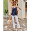 Ekouaer Women’s Lace Silk Satin Pajama Tank Tops V Neck Camisole Soft Spaghetti Strap Tops Loose Sleepwear S-3XL(White / Navy Blue)