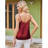 Ekouaer Women’s Lace Silk Satin Pajama Tank Tops V Neck Camisole Soft Spaghetti Strap Tops Loose Sleepwear S-3XL(White / Wine Red)