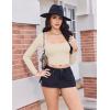 Ekouaer Womens Long Sleeve Square Neck Crop Top Ribbed Slim Fitted Going Out Y2K Tops Casual Basic Shirts Tee(Beige)