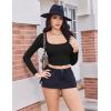 Ekouaer Womens Long Sleeve Square Neck Crop Top Ribbed Slim Fitted Going Out Y2K Tops Casual Basic Shirts Tee(Black)