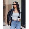 Ekouaer Womens Long Sleeve Square Neck Crop Top Ribbed Slim Fitted Going Out Y2K Tops Casual Basic Shirts Tee(Cool White)