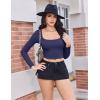 Ekouaer Womens Long Sleeve Square Neck Crop Top Ribbed Slim Fitted Going Out Y2K Tops Casual Basic Shirts Tee(Navy Blue)