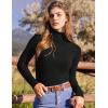 Ekouaer Women’s Mock Turtleneck Long Sleeve Shirts Ribbed Knit Lightweight Pullover Sweater Stretch Fitted Thermal Top(Black)