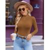 Ekouaer Women’s Mock Turtleneck Long Sleeve Shirts Ribbed Knit Lightweight Pullover Sweater Stretch Fitted Thermal Top(Brown)