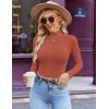 Ekouaer Women’s Mock Turtleneck Long Sleeve Shirts Ribbed Knit Lightweight Pullover Sweater Stretch Fitted Thermal Top(Caramel)