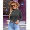 Ekouaer Women’s Mock Turtleneck Long Sleeve Shirts Ribbed Knit Lightweight Pullover Sweater Stretch Fitted Thermal Top(Darkgrey)