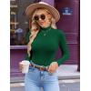 Ekouaer Women’s Mock Turtleneck Long Sleeve Shirts Ribbed Knit Lightweight Pullover Sweater Stretch Fitted Thermal Top(Green)