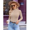 Ekouaer Women’s Mock Turtleneck Long Sleeve Shirts Ribbed Knit Lightweight Pullover Sweater Stretch Fitted Thermal Top(Khaki)