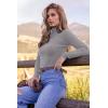 Ekouaer Women’s Mock Turtleneck Long Sleeve Shirts Ribbed Knit Lightweight Pullover Sweater Stretch Fitted Thermal Top(Light Grey)