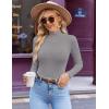 Ekouaer Women’s Mock Turtleneck Long Sleeve Shirts Ribbed Knit Lightweight Pullover Sweater Stretch Fitted Thermal Top(Light Grey)