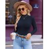 Ekouaer Women’s Mock Turtleneck Long Sleeve Shirts Ribbed Knit Lightweight Pullover Sweater Stretch Fitted Thermal Top(Navy Blue)