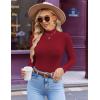 Ekouaer Women’s Mock Turtleneck Long Sleeve Shirts Ribbed Knit Lightweight Pullover Sweater Stretch Fitted Thermal Top(Red)