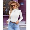 Ekouaer Women’s Mock Turtleneck Long Sleeve Shirts Ribbed Knit Lightweight Pullover Sweater Stretch Fitted Thermal Top(White)