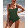 Ekouaer Women’s One Piece Swimsuit Ruched Tummy Control Bathing Suits Vintage Retro Push Up Swimwear(Army Green)