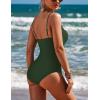 Ekouaer Women’s One Piece Swimsuit Ruched Tummy Control Bathing Suits Vintage Retro Push Up Swimwear(Army Green)