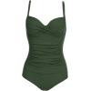 Ekouaer Women’s One Piece Swimsuit Ruched Tummy Control Bathing Suits Vintage Retro Push Up Swimwear(Army Green)