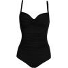 Ekouaer Women’s One Piece Swimsuit Ruched Tummy Control Bathing Suits Vintage Retro Push Up Swimwear(Black)