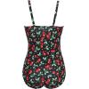 Ekouaer Women’s One Piece Swimsuit Ruched Tummy Control Bathing Suits Vintage Retro Push Up Swimwear(Black Cherry)