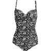 Ekouaer Women’s One Piece Swimsuit Ruched Tummy Control Bathing Suits Vintage Retro Push Up Swimwear(Black Floral)