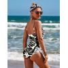 Ekouaer Women’s One Piece Swimsuit Ruched Tummy Control Bathing Suits Vintage Retro Push Up Swimwear(Black Leaves)