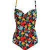 Ekouaer Women’s One Piece Swimsuit Ruched Tummy Control Bathing Suits Vintage Retro Push Up Swimwear(Black Multi Floral)