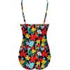 Ekouaer Women’s One Piece Swimsuit Ruched Tummy Control Bathing Suits Vintage Retro Push Up Swimwear(Black Multi Floral)
