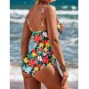 Ekouaer Women’s One Piece Swimsuit Ruched Tummy Control Bathing Suits Vintage Retro Push Up Swimwear(Black Multi Floral)