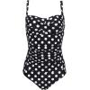 Ekouaer Women’s One Piece Swimsuit Ruched Tummy Control Bathing Suits Vintage Retro Push Up Swimwear(Black With White Dots)
