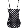 Ekouaer Women’s One Piece Swimsuit Ruched Tummy Control Bathing Suits Vintage Retro Push Up Swimwear(Black With White Dots)