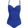 Ekouaer Women’s One Piece Swimsuit Ruched Tummy Control Bathing Suits Vintage Retro Push Up Swimwear(Blue)