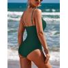 Ekouaer Women’s One Piece Swimsuit Ruched Tummy Control Bathing Suits Vintage Retro Push Up Swimwear(Dark Green)