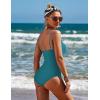 Ekouaer Women’s One Piece Swimsuit Ruched Tummy Control Bathing Suits Vintage Retro Push Up Swimwear(Dark Peacock Blue)