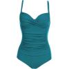 Ekouaer Women’s One Piece Swimsuit Ruched Tummy Control Bathing Suits Vintage Retro Push Up Swimwear(Dark Peacock Blue)