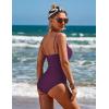 Ekouaer Women’s One Piece Swimsuit Ruched Tummy Control Bathing Suits Vintage Retro Push Up Swimwear(Deep Purple)