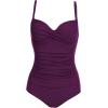 Ekouaer Women’s One Piece Swimsuit Ruched Tummy Control Bathing Suits Vintage Retro Push Up Swimwear(Deep Purple)