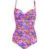 Ekouaer Women’s One Piece Swimsuit Ruched Tummy Control Bathing Suits Vintage Retro Push Up Swimwear(Flower Blue Pink)