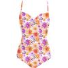 Ekouaer Women’s One Piece Swimsuit Ruched Tummy Control Bathing Suits Vintage Retro Push Up Swimwear(Flower Pink Purple)