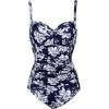 Ekouaer Women’s One Piece Swimsuit Ruched Tummy Control Bathing Suits Vintage Retro Push Up Swimwear(Flower White)