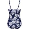 Ekouaer Women’s One Piece Swimsuit Ruched Tummy Control Bathing Suits Vintage Retro Push Up Swimwear(Flower White)