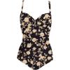 Ekouaer Women’s One Piece Swimsuit Ruched Tummy Control Bathing Suits Vintage Retro Push Up Swimwear(Golden Floral)