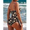 Ekouaer Women’s One Piece Swimsuit Ruched Tummy Control Bathing Suits Vintage Retro Push Up Swimwear(Golden Floral)